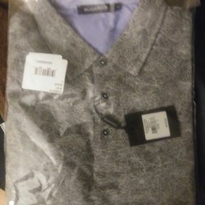 Short sleeve gray print polo shirt